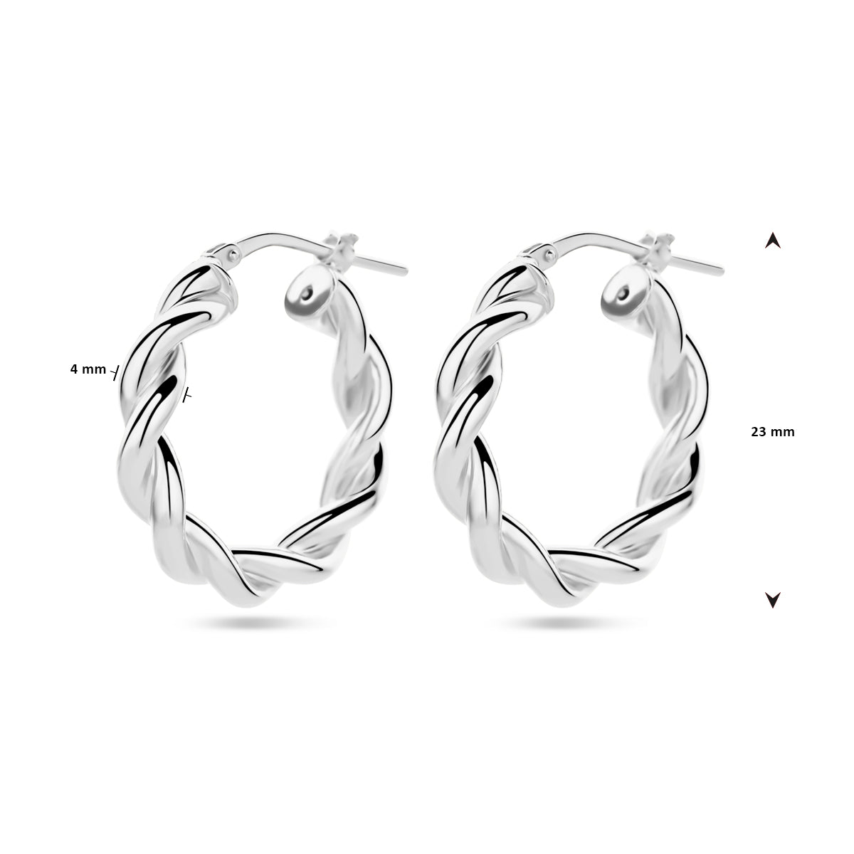 vDam Oorringen Gedraaide Buis Zilver Gerhodineerd 1338737