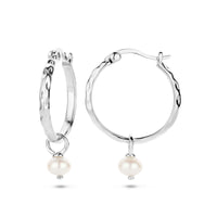 vDam Oorringen Gehamerd Parel Zilver Gerhodineerd 1335726