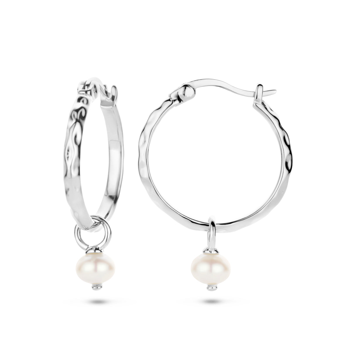 vDam Oorringen Gehamerd Parel Zilver Gerhodineerd 1335726