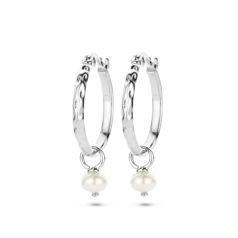 vDam Oorringen Gehamerd Parel Zilver Gerhodineerd 1335726