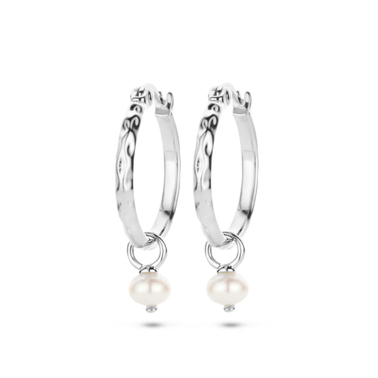vDam Oorringen Gehamerd Parel Zilver Gerhodineerd 1335726