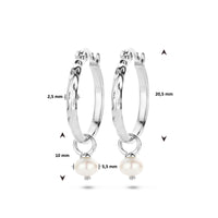 vDam Oorringen Gehamerd Parel Zilver Gerhodineerd 1335726