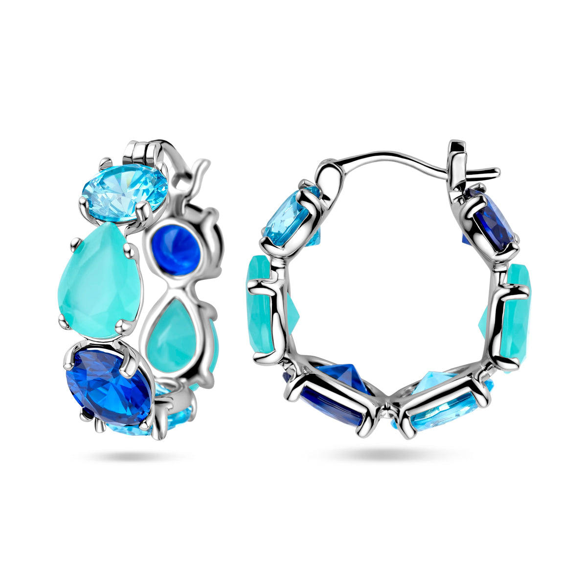 vDam Oorringen Gekleurd Zirkonia En Kleursteen Zilver Gerhodineerd 1338514