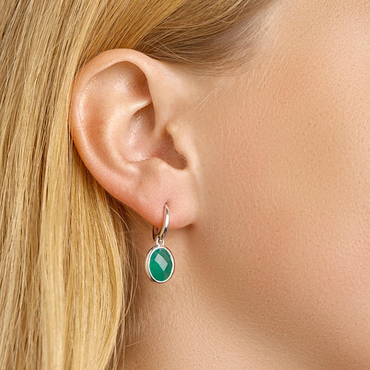 vDam Oorringen Groen Agaat Zilver Gerhodineerd 1329474
