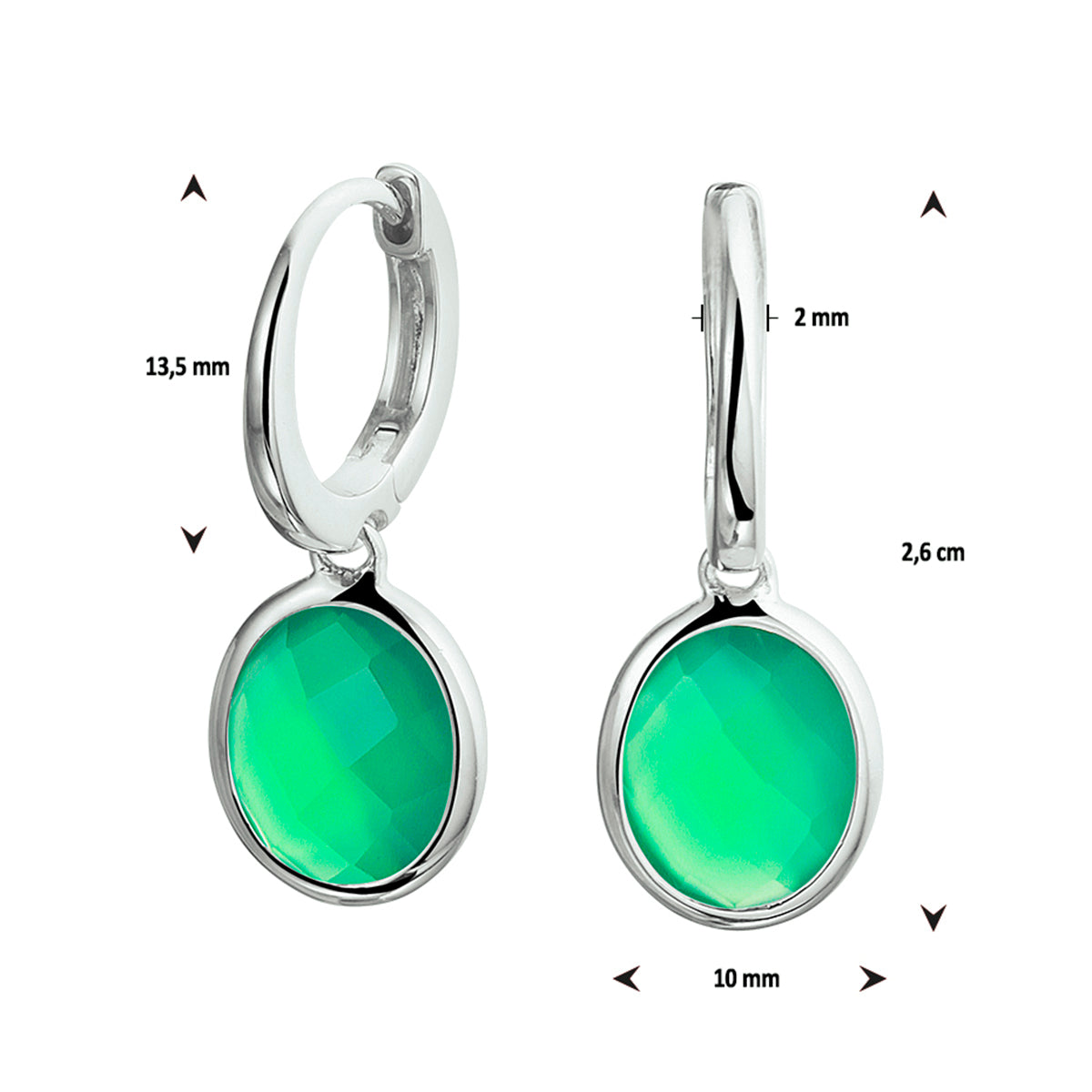 vDam Oorringen Groen Agaat Zilver Gerhodineerd 1329474