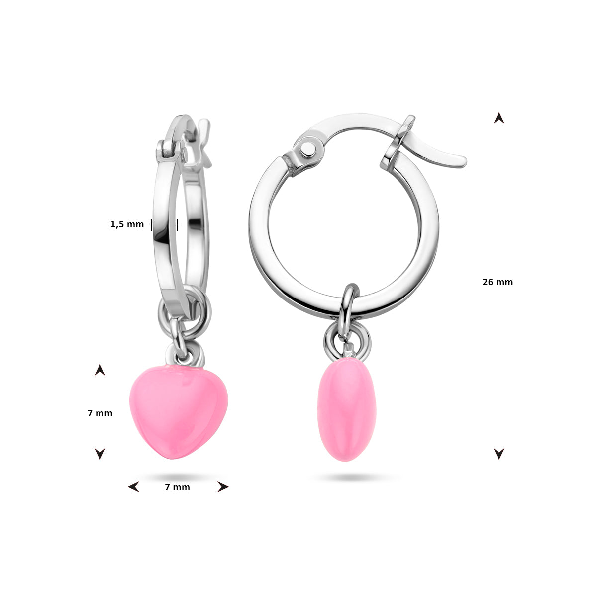 vDam Oorringen Hart Emaille Zilver Gerhodineerd 1338236