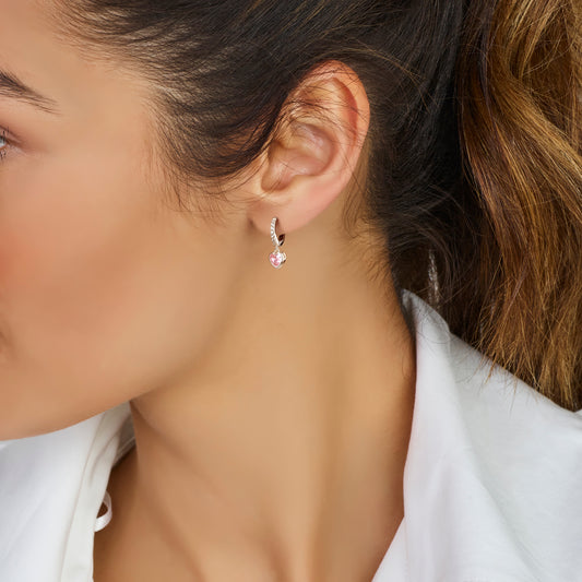 vDam Oorringen Hart Roze En Wit Zirkonia Zilver Gerhodineerd 1338771