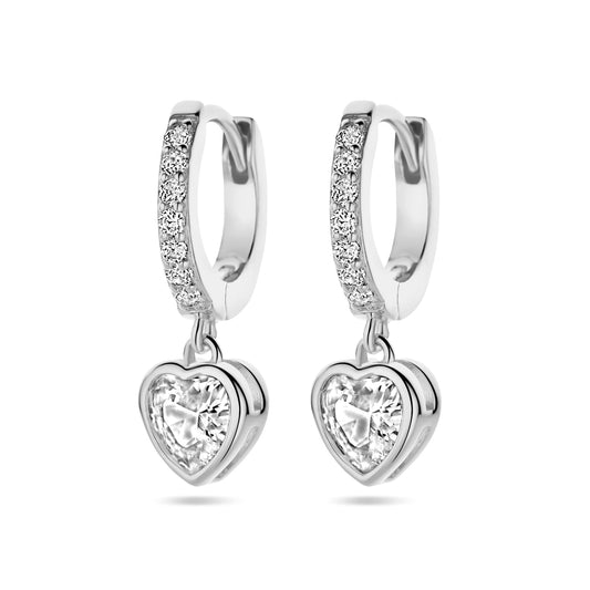 vDam Oorringen Hart Zirkonia Zilver Gerhodineerd 1338773