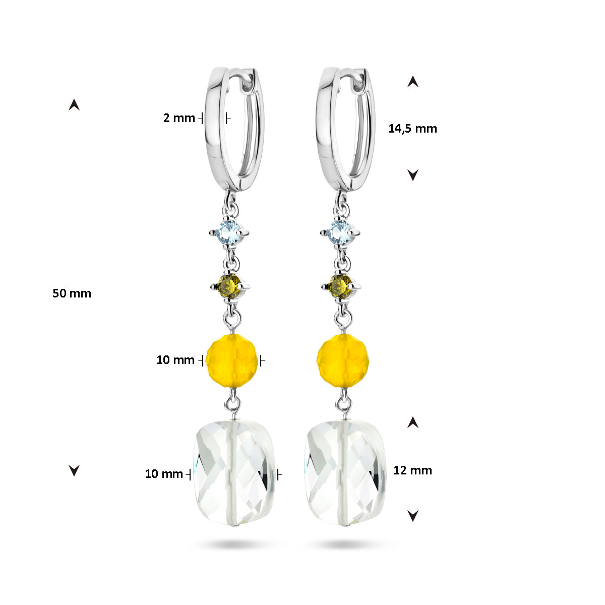 vDam Oorringen Kleursteen Zilver Gerhodineerd 1336684