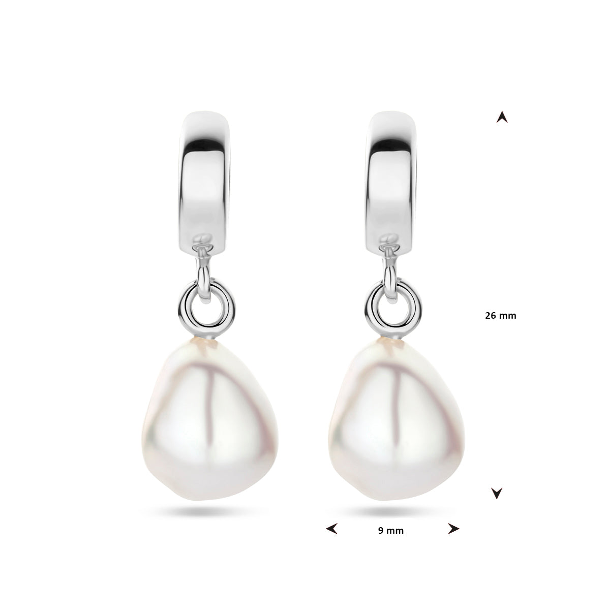 vDam Oorringen Parel 26 Mm Zilver Gerhodineerd 1339310