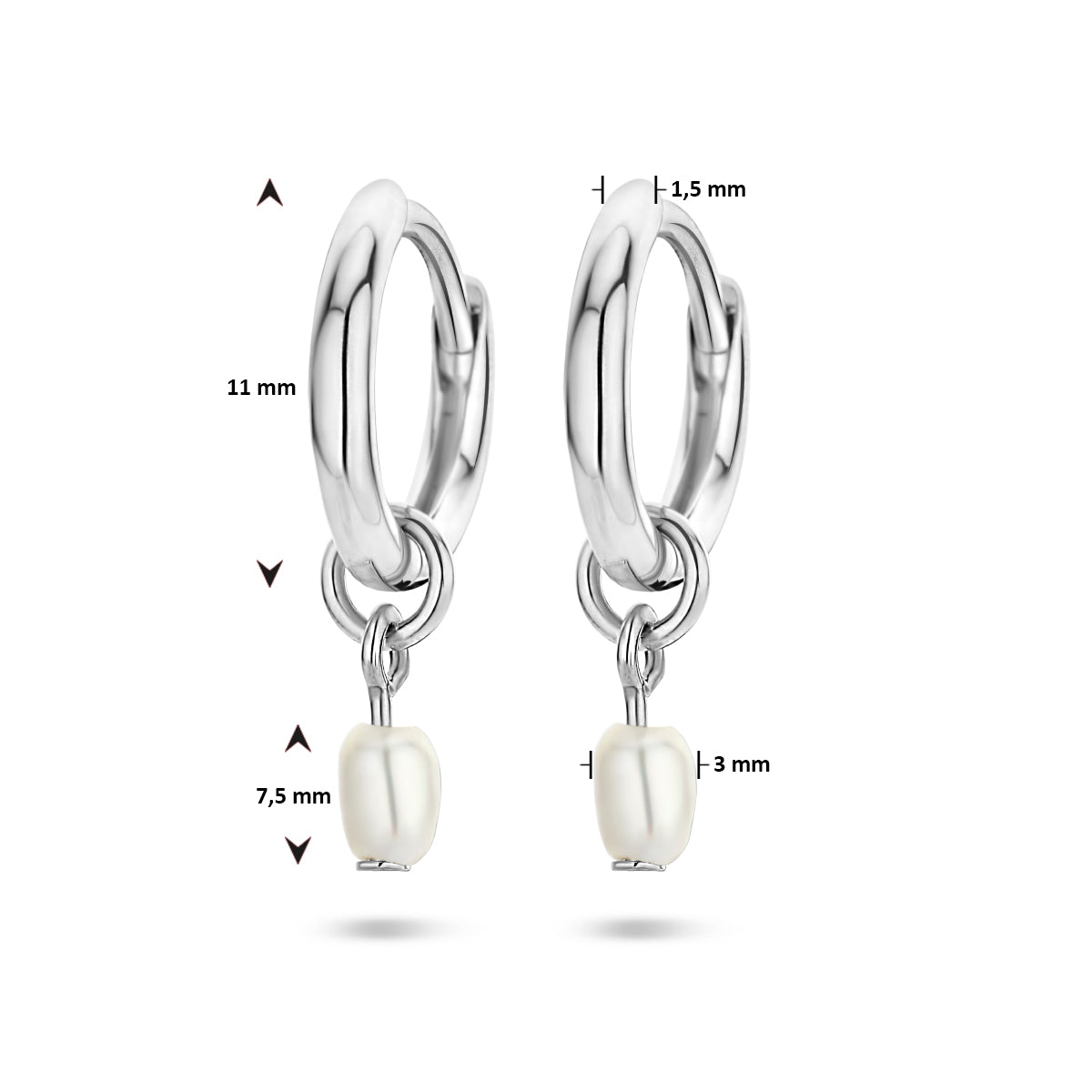 vDam Oorringen Parel Zilver Gerhodineerd 1335742
