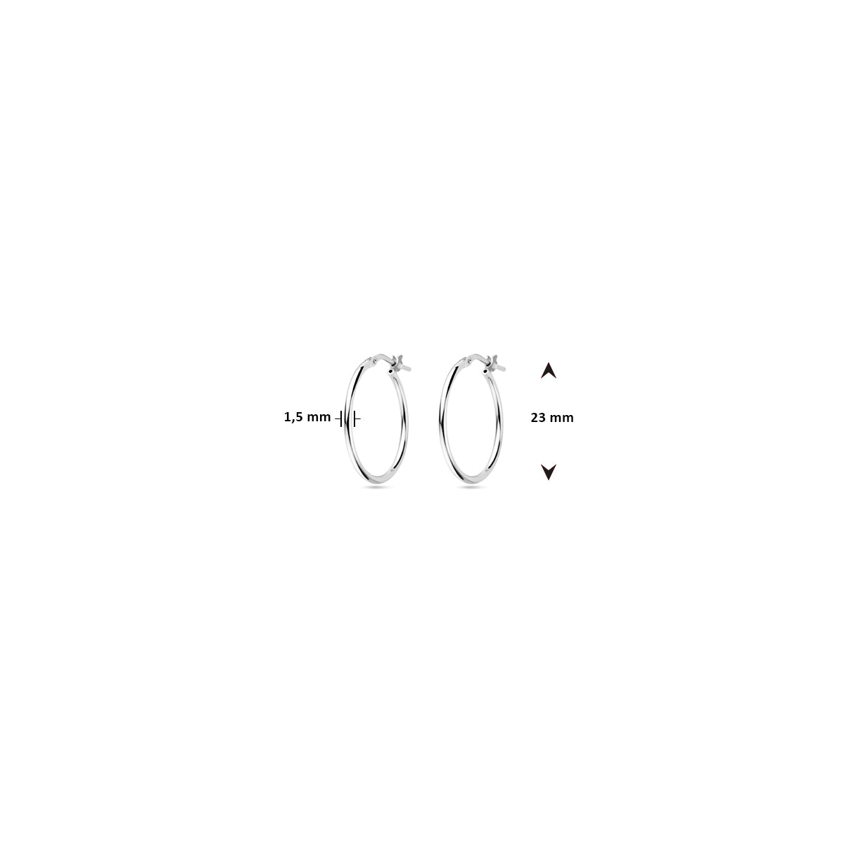 vDam Oorringen Ronde Buis 1,5 Mm Zilver Gerhodineerd 1338029
