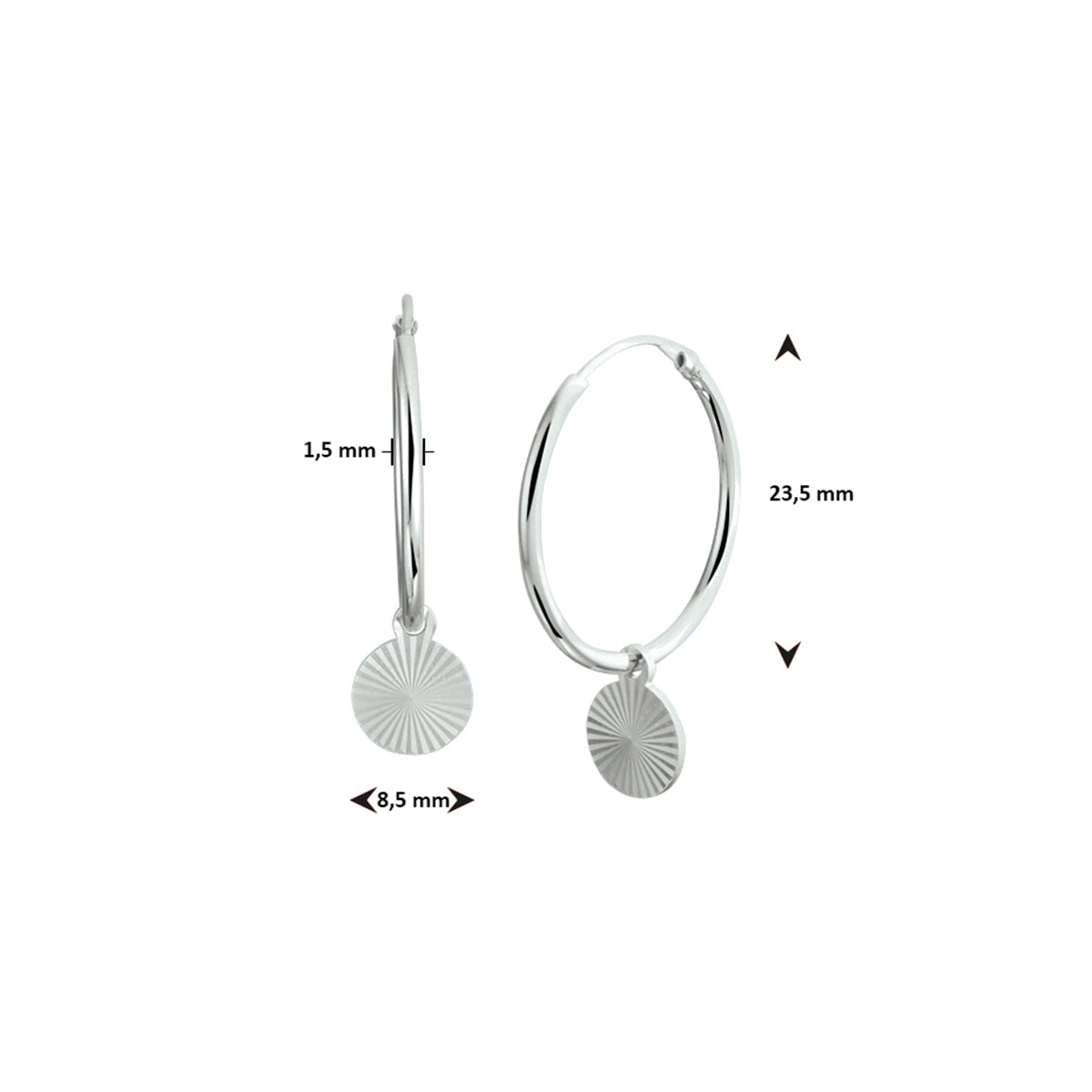 vDam Oorringen Rondje Zilver Gerhodineerd 1332814