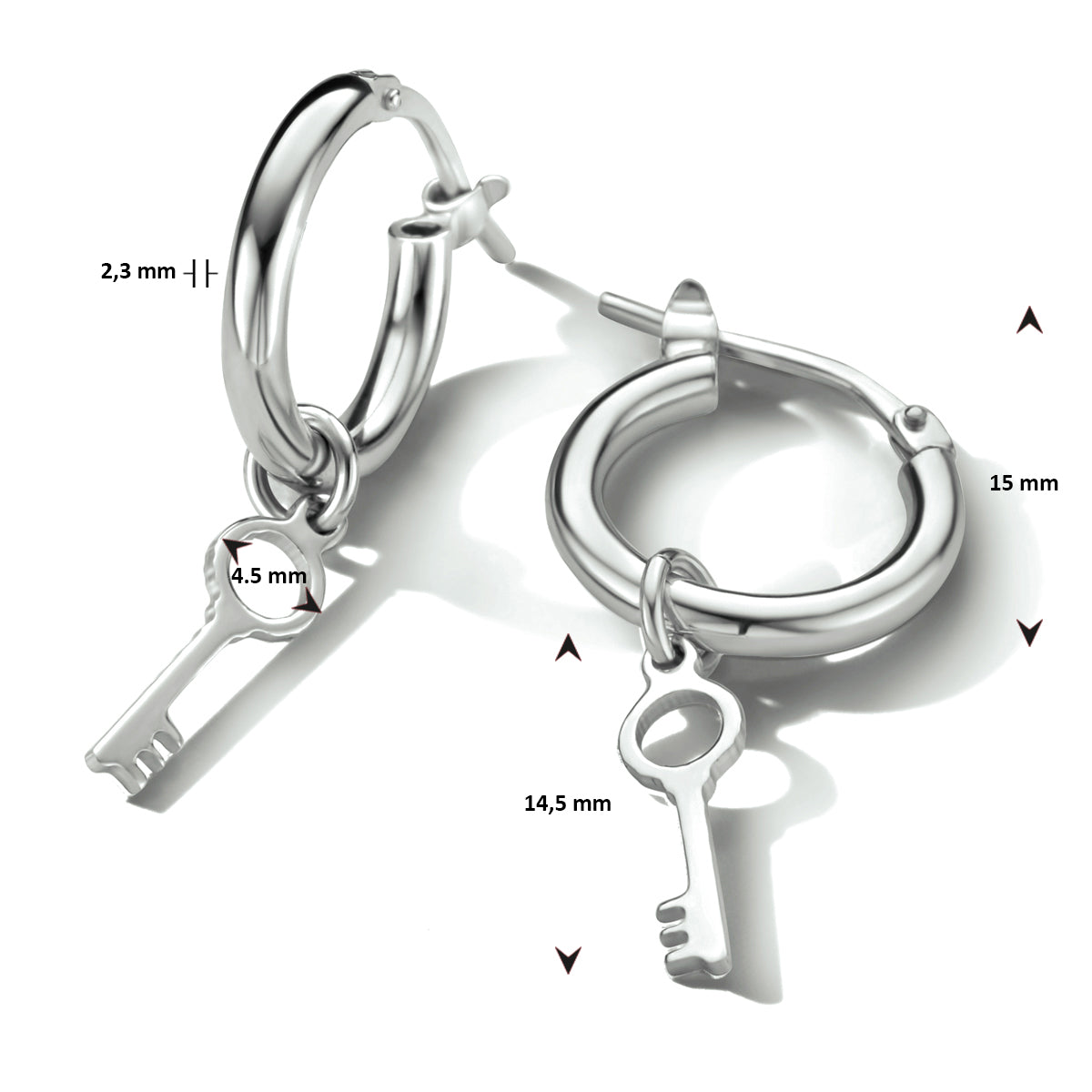 vDam Oorringen Sleutel Zilver Gerhodineerd 1334361