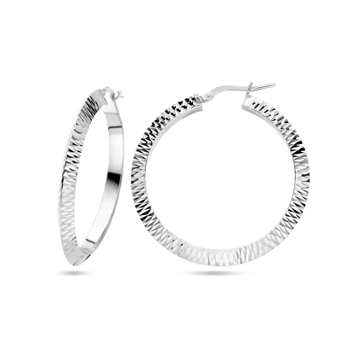 vDam Oorringen Spitse Buis Gediamanteerd Zilver Gerhodineerd 1336874