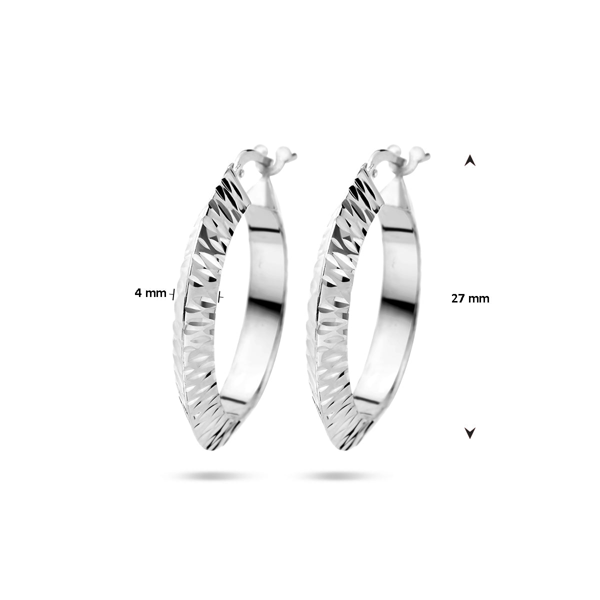 vDam Oorringen Spitse Buis Gediamanteerd Zilver Gerhodineerd 1336875