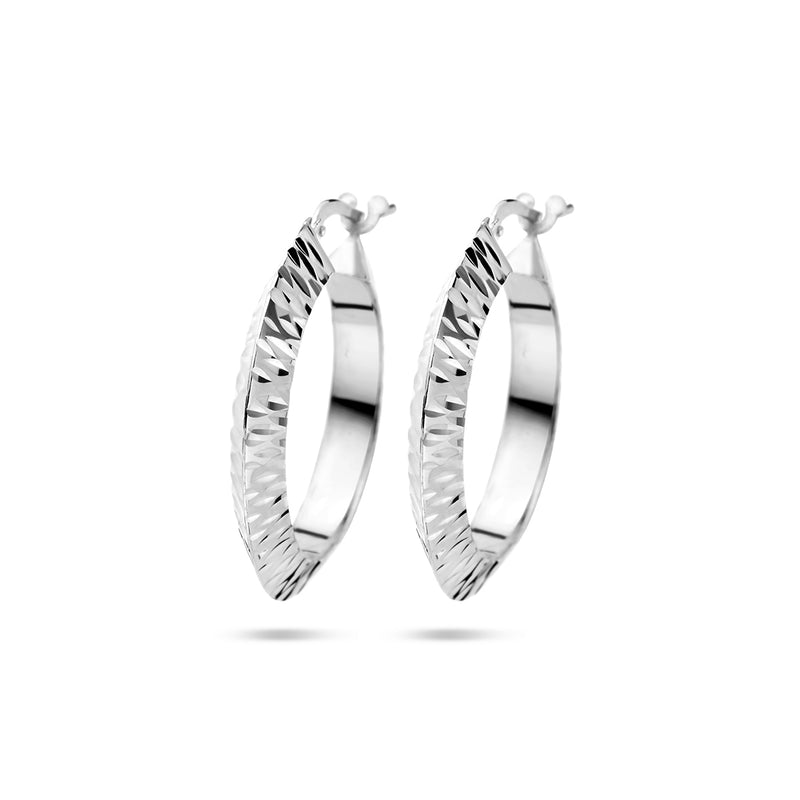 vDam Oorringen Spitse Buis Gediamanteerd Zilver Gerhodineerd 1337468