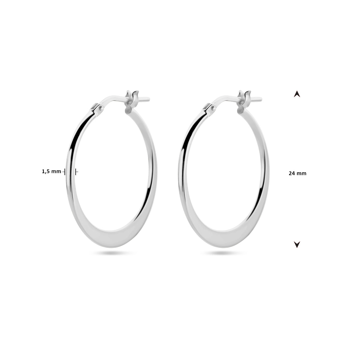 vDam Oorringen Spitse Buis Zilver Gerhodineerd 1338759