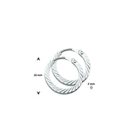 vDam Oorringen Vierkante Buis 2,0 Mm Gediamanteerd Zilver Gerhodineerd 1329572