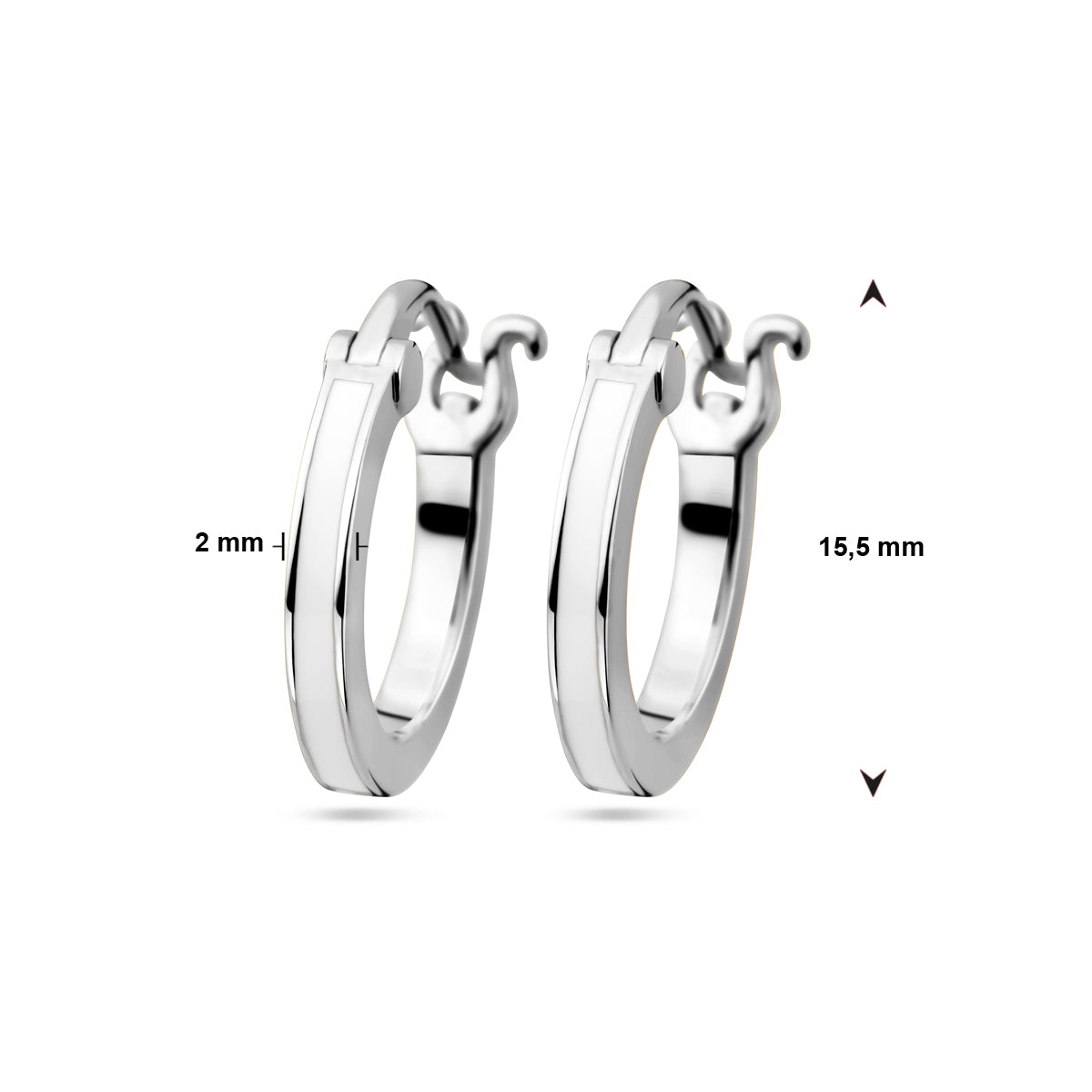 vDam Oorringen Wit Emaille Zilver Gerhodineerd 1338927