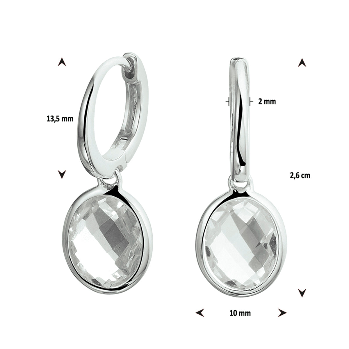 vDam Oorringen Wit Topaas Zilver Gerhodineerd 1329479