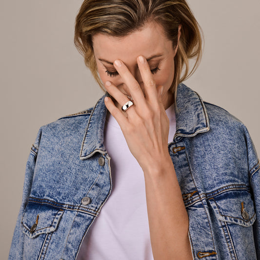 vDam Ring 9,5 Mm Zilver Gerhodineerd 1340058 Maat 19