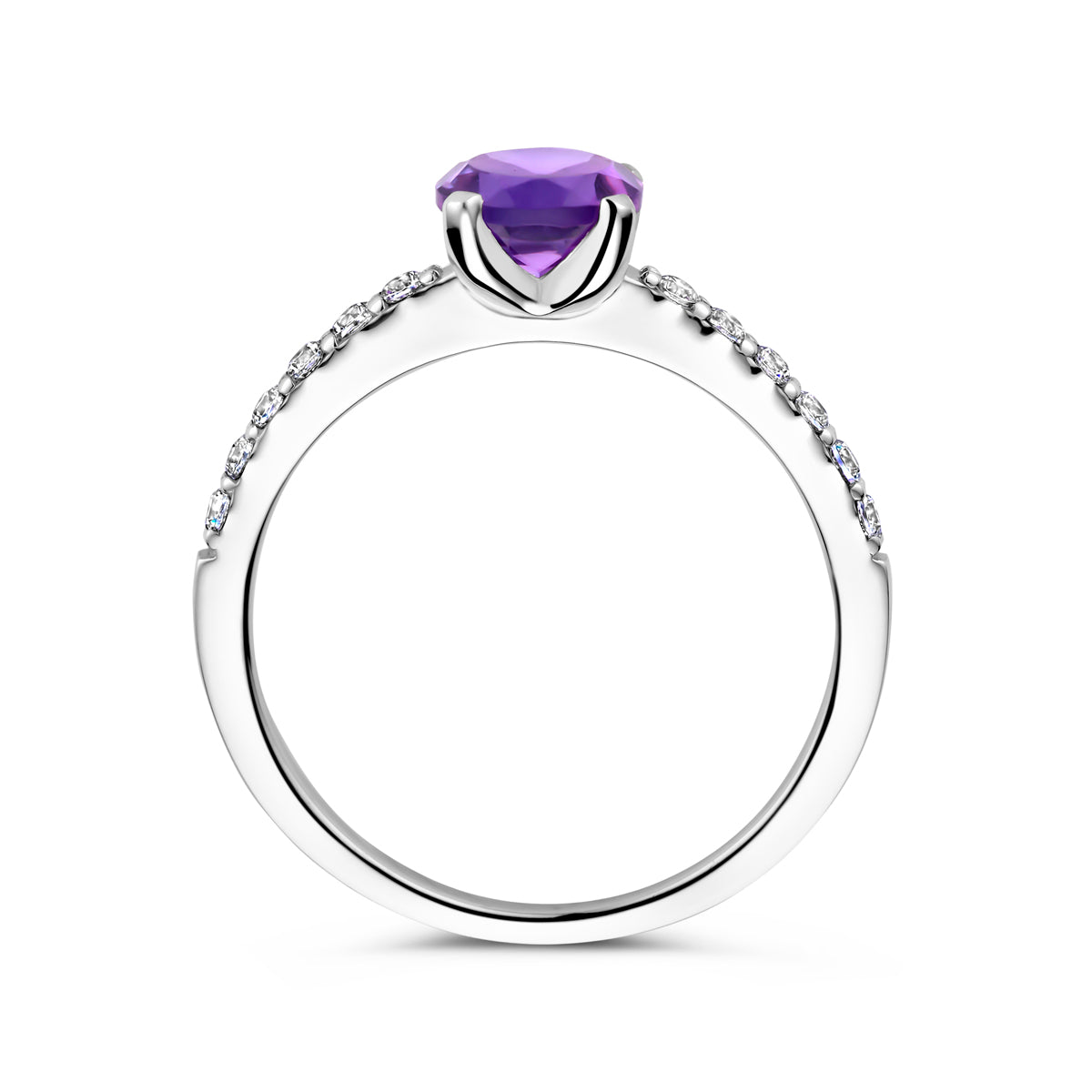vDam Ring Amethist En Zirkonia Zilver Gerhodineerd 1338412 Maat 16½