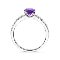 vDam Ring Amethist En Zirkonia Zilver Gerhodineerd 1338413 Maat 17¼