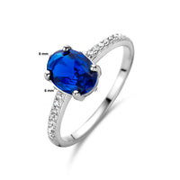vDam Ring Blauw En Wit Zirkonia Zilver Gerhodineerd 1335858 Maat 18½