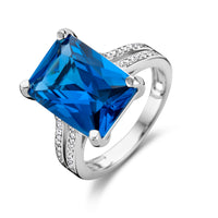 vDam Ring Blauw En Wit Zirkonia Zilver Gerhodineerd 1336046