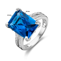 vDam Ring Blauw En Wit Zirkonia Zilver Gerhodineerd 1336046 Maat 17¾