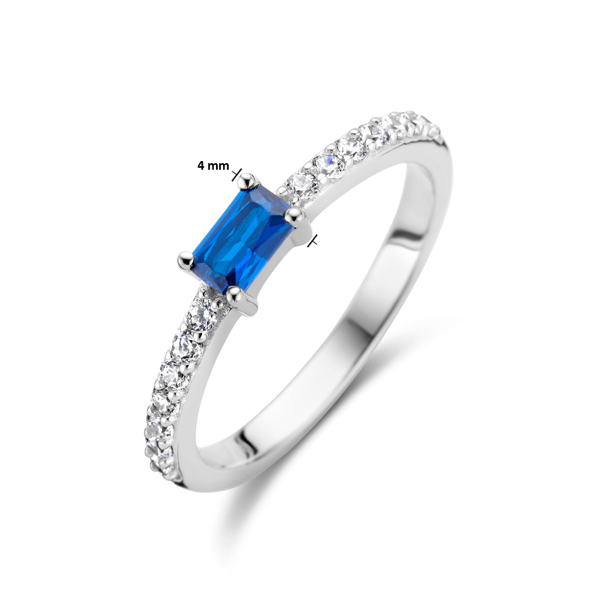 vDam Ring Blauw En Wit Zirkonia Zilver Gerhodineerd 1336072 Maat 16½