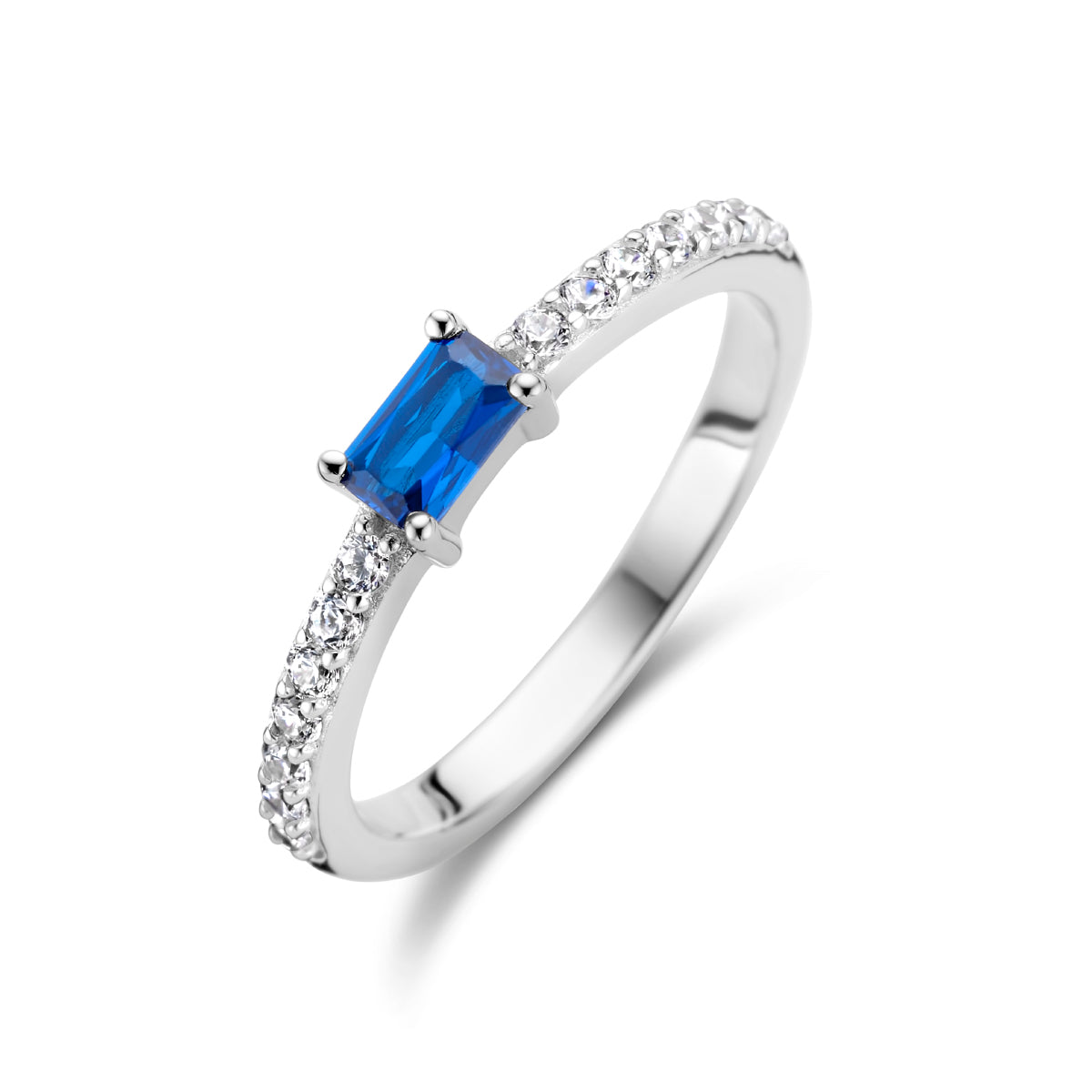 vDam Ring Blauw En Wit Zirkonia Zilver Gerhodineerd 1336074