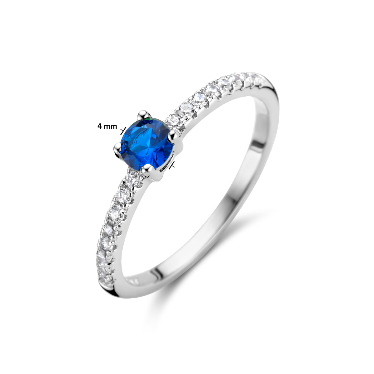 vDam Ring Blauw En Wit Zirkonia Zilver Gerhodineerd 1336107 Maat 16½