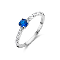 vDam Ring Blauw En Wit Zirkonia Zilver Gerhodineerd 1336108