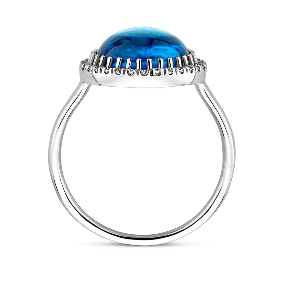 vDam Ring Blauw Topaas En Zirkonia Halo Zilver Gerhodineerd 1337905 Maat 17