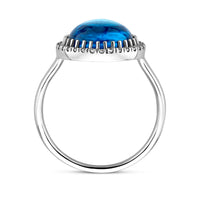 vDam Ring Blauw Topaas En Zirkonia Halo Zilver Gerhodineerd 1337906 Maat 17½