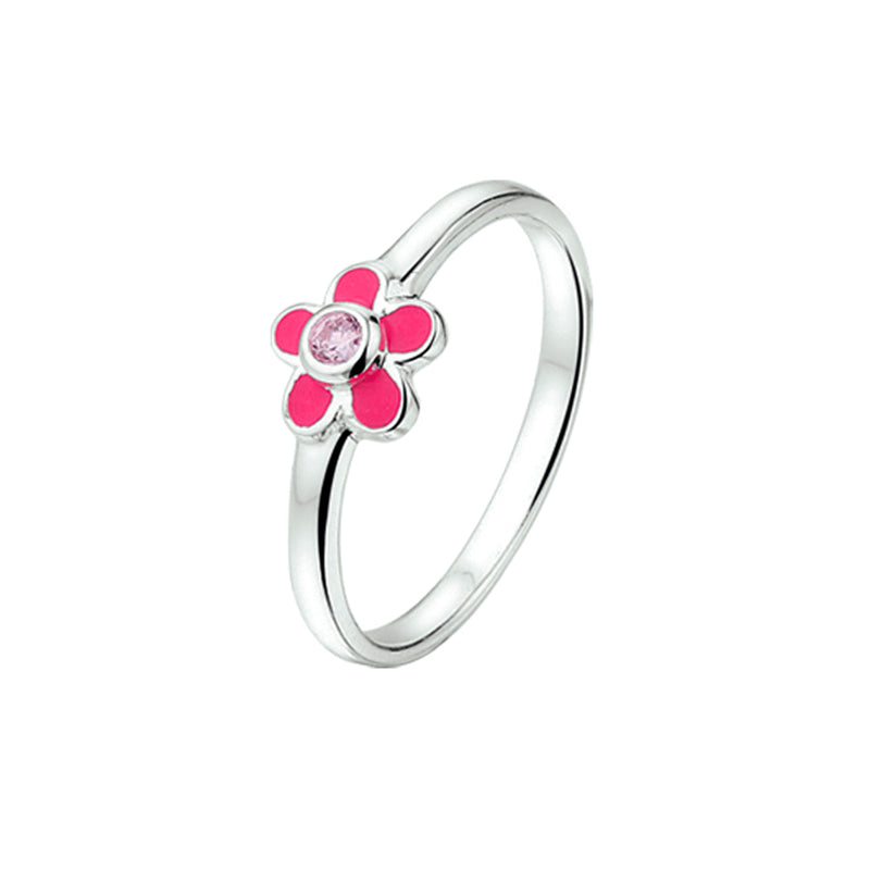 vDam Ring Bloem Roze Zirkonia Zilver Gerhodineerd 1329356
