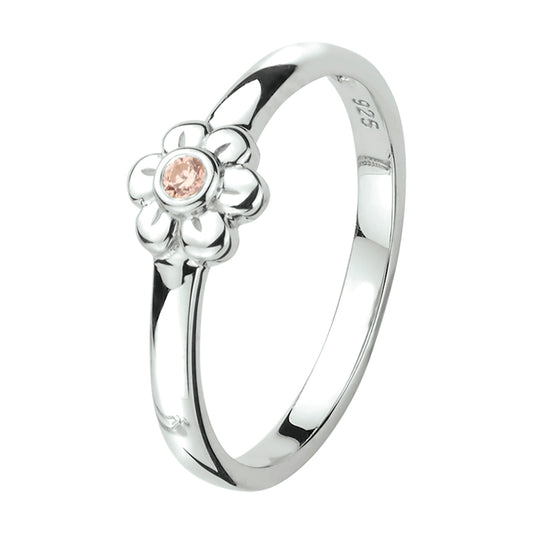 vDam Ring Bloem Roze Zirkonia Zilver Gerhodineerd 1330232