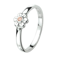 vDam Ring Bloem Roze Zirkonia Zilver Gerhodineerd 1330235