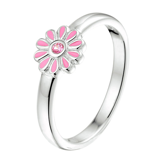 vDam Ring Bloem Roze Zirkonia Zilver Gerhodineerd 1333122