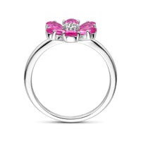 vDam Ring Bloem Wit En Roze Zirkonia Zilver Gerhodineerd 1339192 Maat 17¼