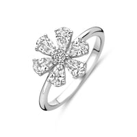 vDam Ring Bloem Wit Zirkonia Zilver Gerhodineerd 1339198