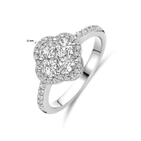 vDam Ring Bloem Zirkonia Halo Zilver Gerhodineerd 1339186 Maat 16½