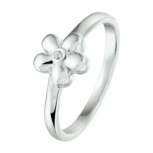 vDam Ring Bloem Zirkonia Zilver Gerhodineerd 1329204