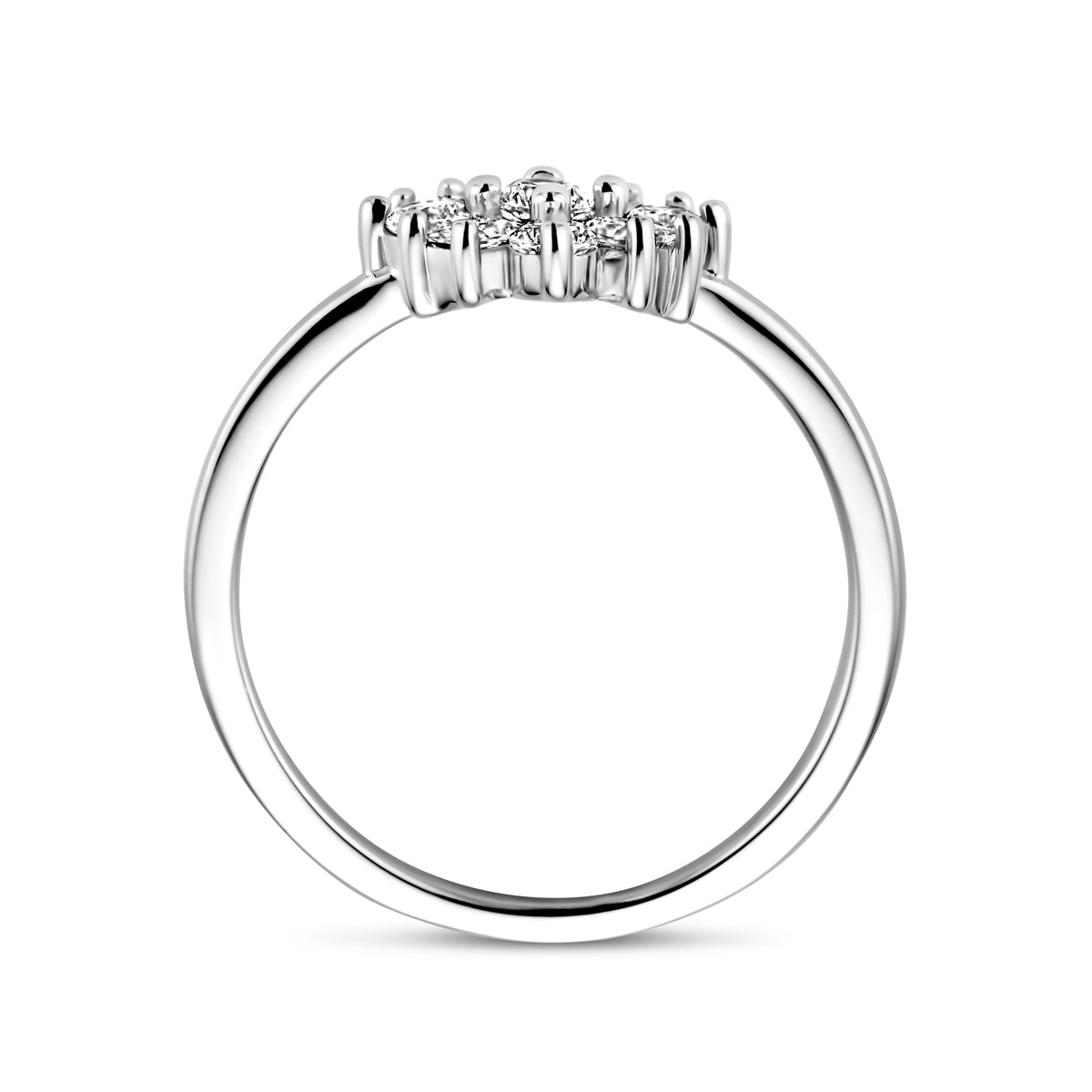 vDam Ring Bloem Zirkonia Zilver Gerhodineerd 1338460 Maat 16½