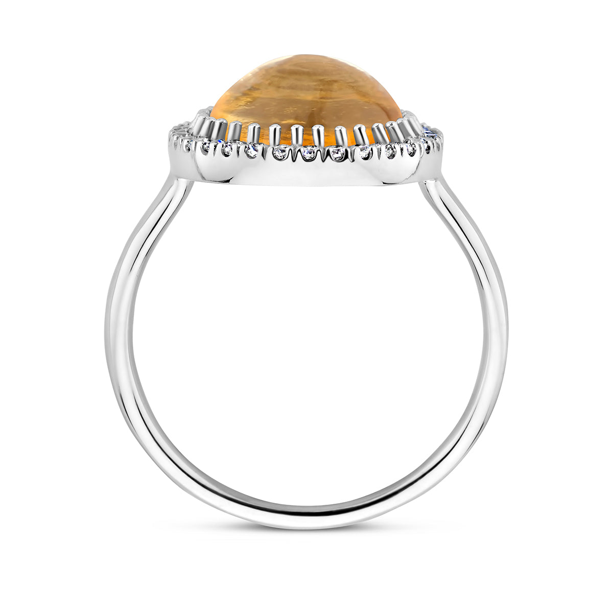 vDam Ring Citrien En Zirkonia Halo Zilver Gerhodineerd 1337901 Maat 17½