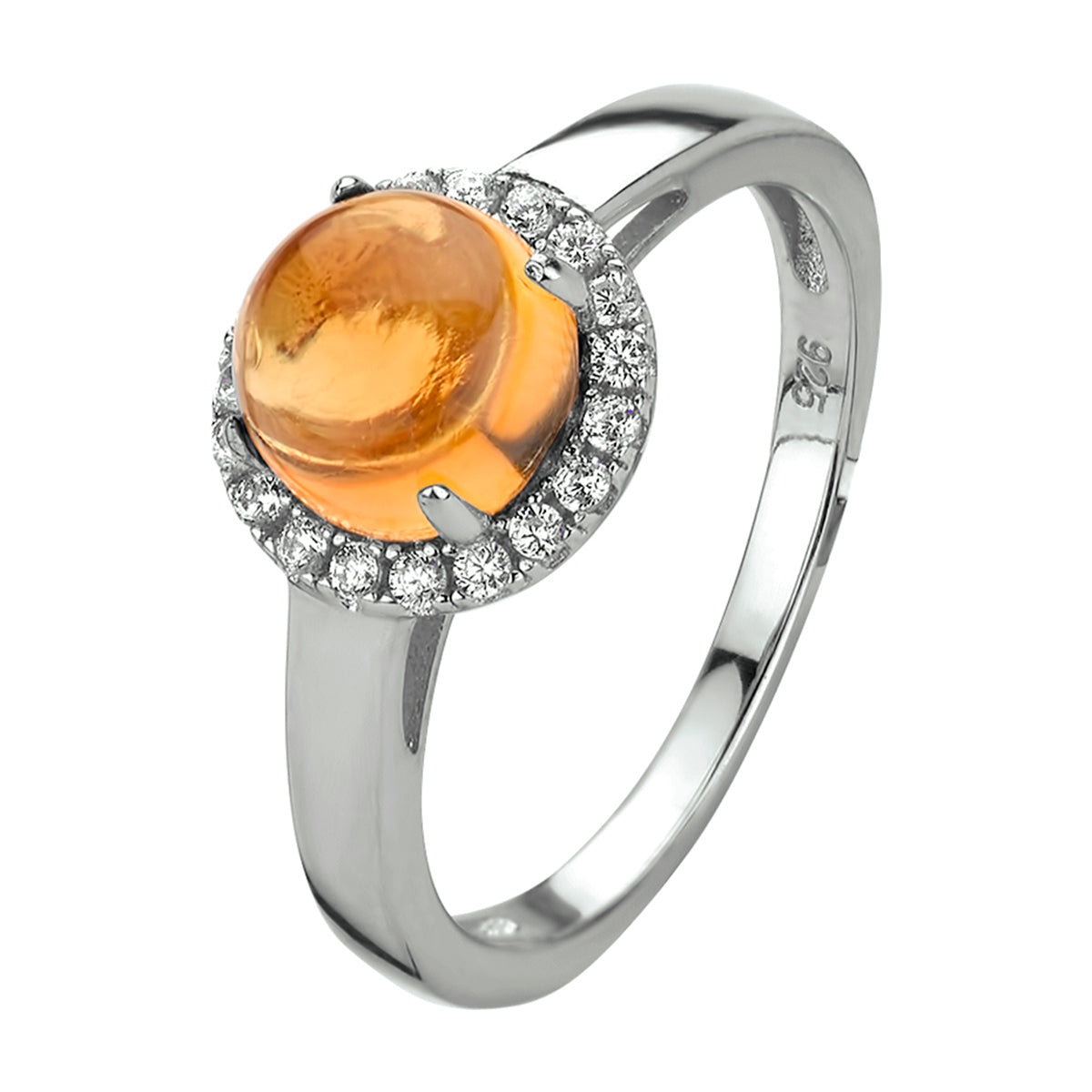 vDam Ring Citrien En Zirkonia Zilver Gerhodineerd 1330249