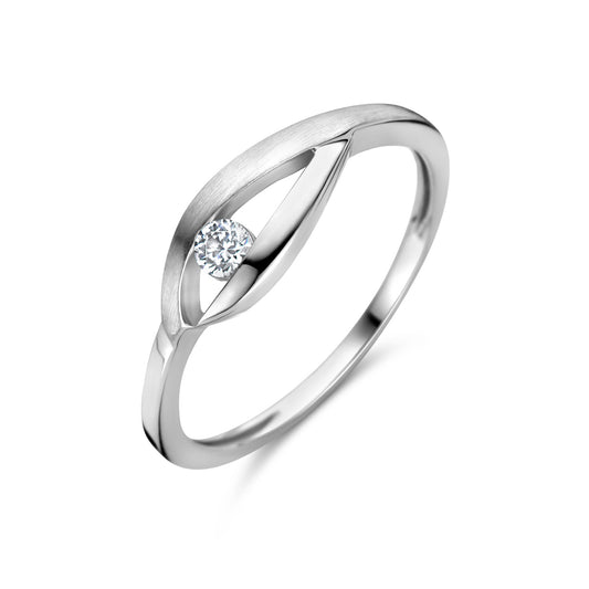 vDam Ring Druppel Zirkonia Poli/mat Zilver Gerhodineerd 1336994