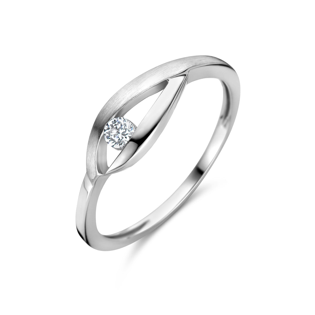 vDam Ring Druppel Zirkonia Poli/mat Zilver Gerhodineerd 1340236